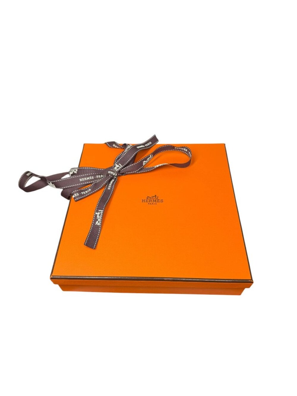 Hermes Box with Ribbon and Tissue - EMPTY - 7.75" square